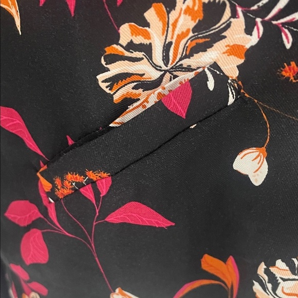 Yest Black Floral Jacket/Blazer Lightly Padded Shoulders Self Tie Belt Size 4 - Picture 3 of 16